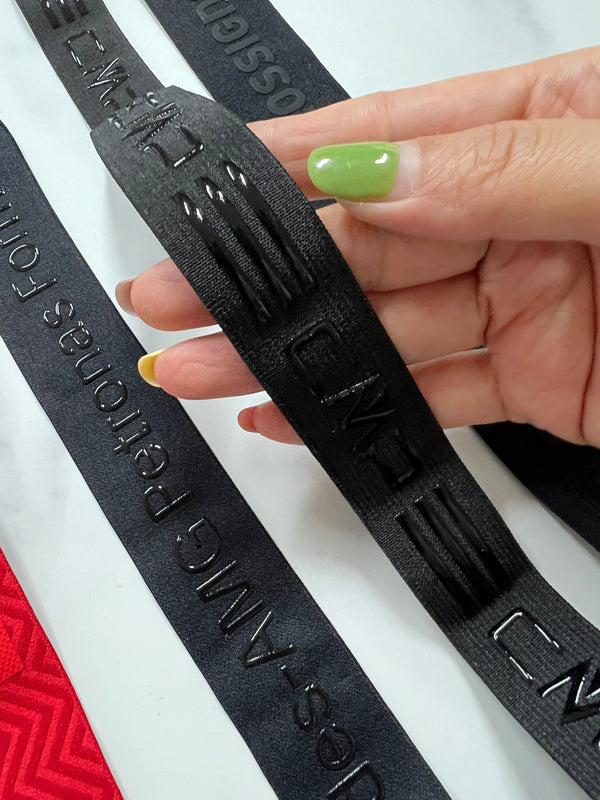 1.5 inch black white silicone printed elastic/webbing for garment