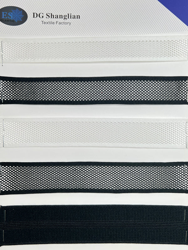 black white mesh webbing band for garment waistband sewing